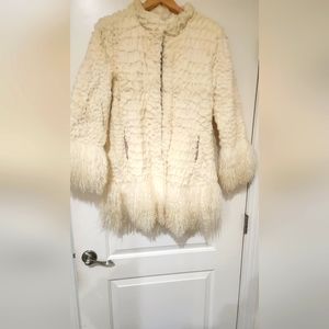 Real Rabbit Fur Coat with Mongolian sheep Fur on sides